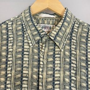 Vintage‎ Muted Hawaiian Shirt Men's Abstract Stripe Pattern Print Campia Large